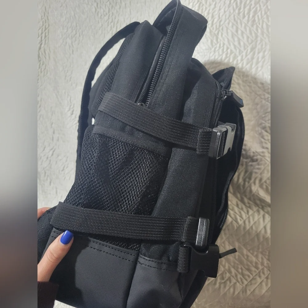 Black Tech Laptop Backpack 16” Work School Travel Minimalist Utility Bag
